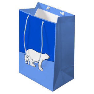 Sacola Para Presentes Média Polar Bear Mãe e Pintura em Cubo - Arte Selvagem