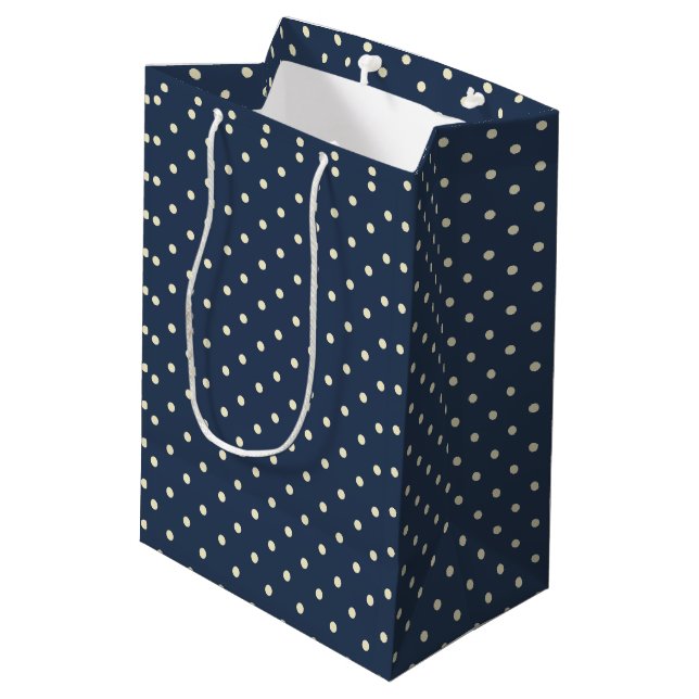 Sacola Para Presentes Média Polka-pontos Dark Blue Gift Bag (Verso inclinado)