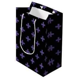 Sacola Para Presentes Média Polka ultravioleta cruza em preto