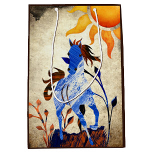 Sacola Para Presentes Média Pôneo Selvagem com Cavalo Sol