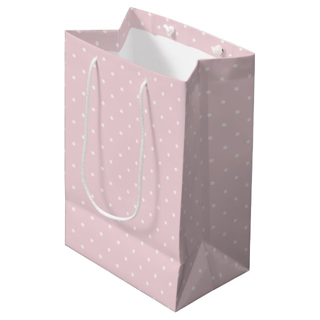 Sacola Para Presentes Média Pontinhos da Primavera Micro | Rosa Suave (Frente inclinada)
