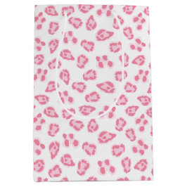 Sacola Para Presentes Média Ponto de Leopardo em Rosa