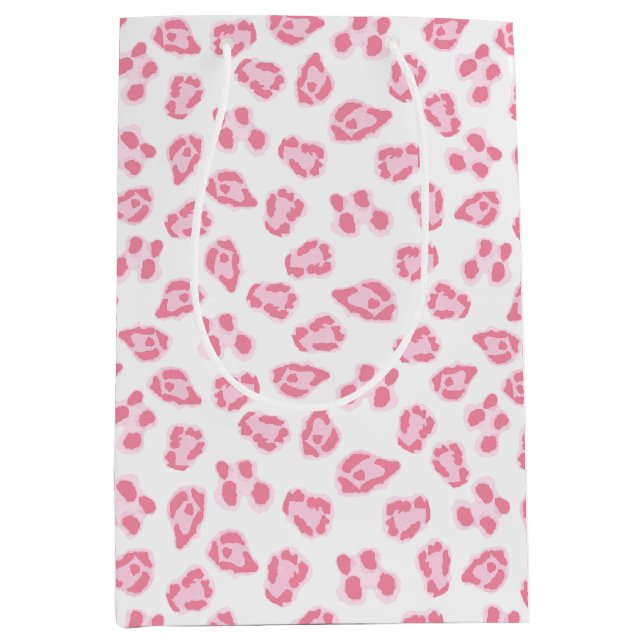 Sacola Para Presentes Média Ponto de Leopardo em Rosa (Frente)