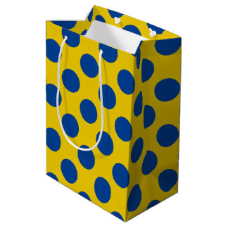 Sacola Para Presentes Média pontos amarelo azul