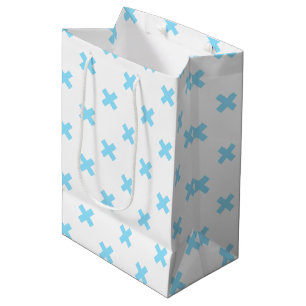 Sacola Para Presentes Média Pontos crus azuis do bebê em branco