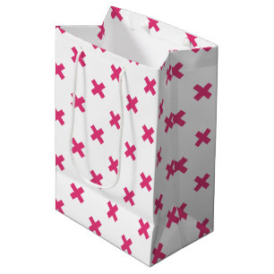 Sacola Para Presentes Média Pontos cruzados de Fuchsia em branco