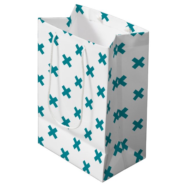 Sacola Para Presentes Média Pontos de cruz em branco (Frente inclinada)
