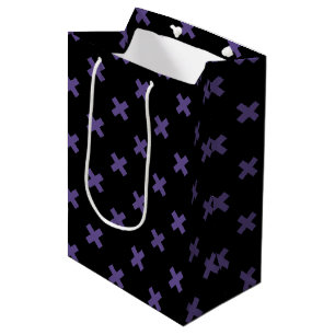 Sacola Para Presentes Média Pontos de cruz ultravioleta em preto