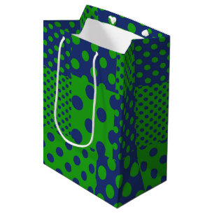 Sacola Para Presentes Média Pontos Polka Azuis Verdes Remendados