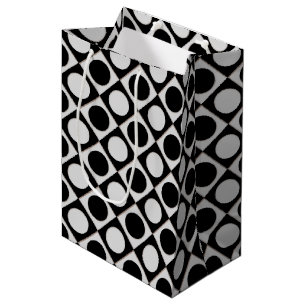 Sacola Para Presentes Média Pontos & quadrados / branco preto + suas ideias