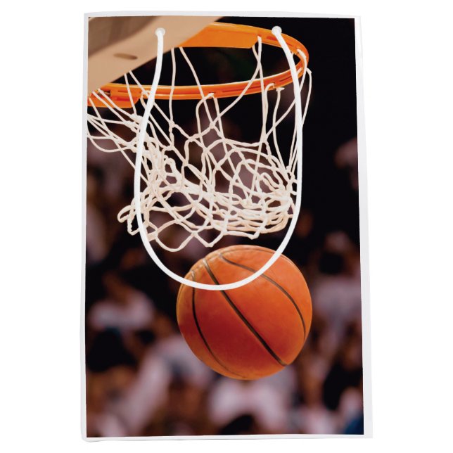 Sacola Para Presentes Média Pontuação de Basquetebol (Frente)