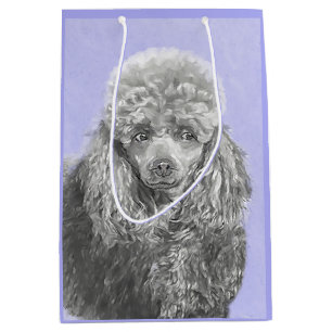 Sacola Para Presentes Média Poodle (Brinquedo, Miniatura) Pintando Arte Cão O