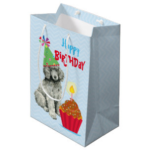 Sacola Para Presentes Média Poodle do Cupcake de aniversário