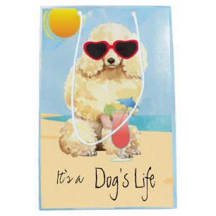 Sacola Para Presentes Média Poodle Miniatura de Verão