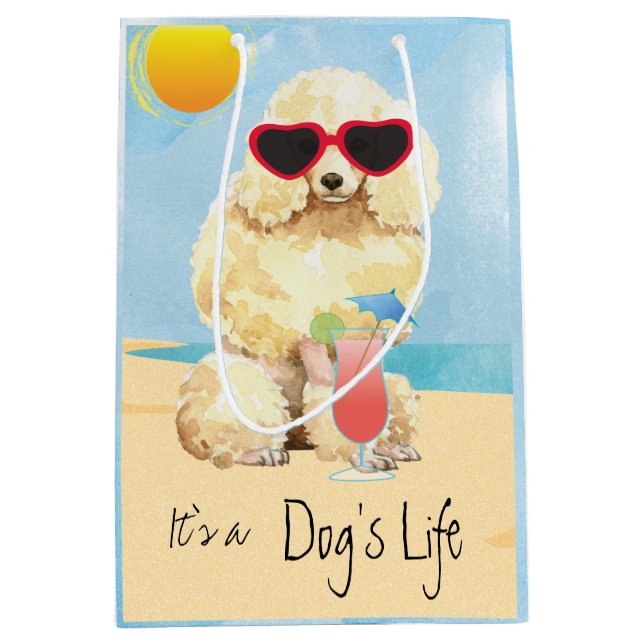 Sacola Para Presentes Média Poodle Miniatura de Verão (Frente)
