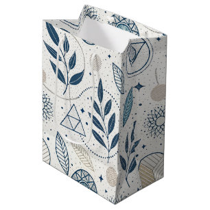 Sacola Para Presentes Média Porta Geométrica Azul