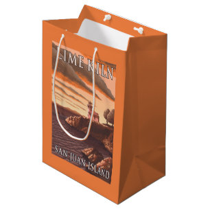 Sacola Para Presentes Média Poster das viagens vintage do farol da estufa de