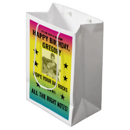 Sacola Para Presentes Média Poster do Vintage Ombre Concert com Foto Personali