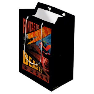 Sacola Para Presentes Média Poster vintage Fantástico das Bestas de Jacob Kow