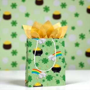 Sacola Para Presentes Média Potes sortudos de ouro