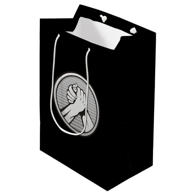 Sacola Para Presentes Média Prata de luta do braço (Frente inclinada)