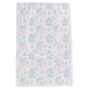 Sacola Para Presentes Média Preppy watercolor gingham floral