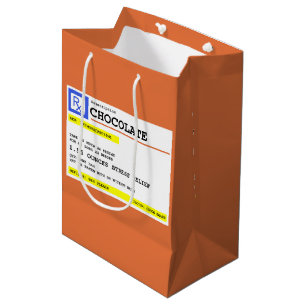 Sacola Para Presentes Média Prescrição de Chocolate Engraçado