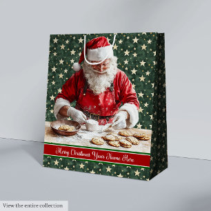 Sacola Para Presentes Média Presente Chic Wrap Santa Claus Vintage Natal