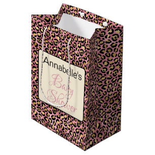Sacola Para Presentes Média Presente de Chá de fraldas de padrão-leopardo Dour