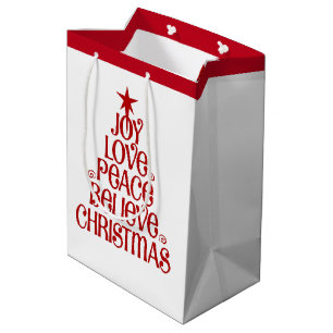 Sacola Para Presentes Média Presente de Natal Acreditem na paz
