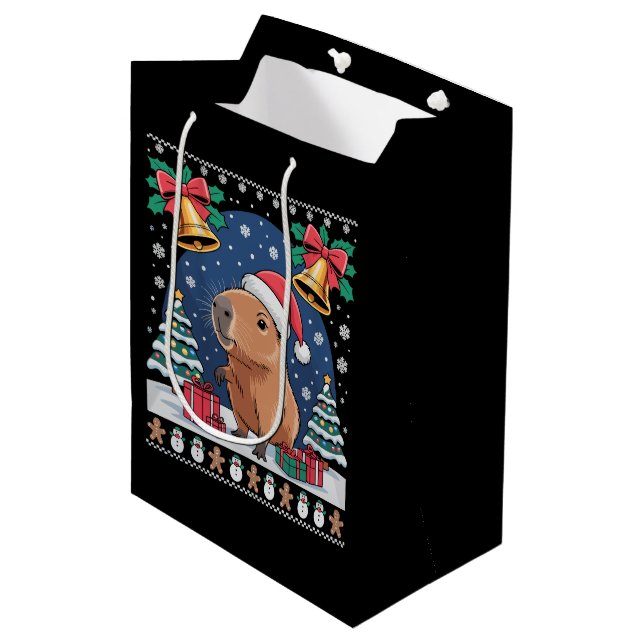 Sacola Para Presentes Média Presente de Natal para Amante de Capivara, Capivar (Frente inclinada)