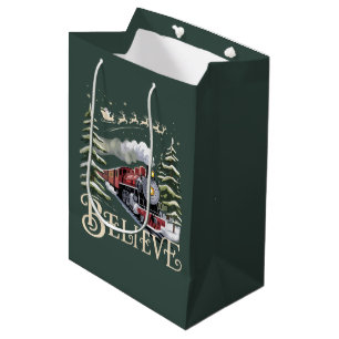 Sacola Para Presentes Média Presente de Natal Polar Express Acredite Natal Inv