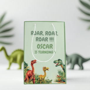 Sacola Para Presentes Média Presente do Festa Dinossauro de Bons Prazos de Cor