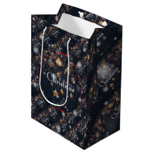 Sacola Para Presentes Média Presente Elegante de Natal Moderno