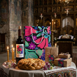 Sacola Para Presentes Média Presente floral