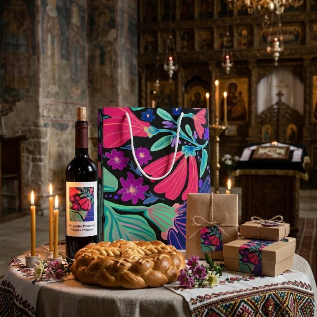 Sacola Para Presentes Média Presente floral  (Criador carregado)