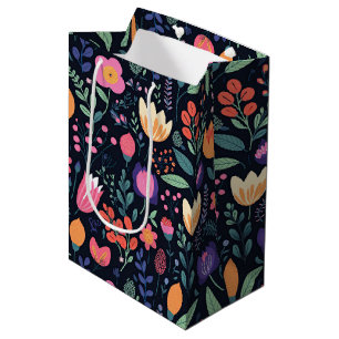Sacola Para Presentes Média Presente Floral Caprichoso Estilo Boho Ousado Retr