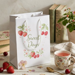 Sacola Para Presentes Média Presente Floral de Frutas Doces Dias