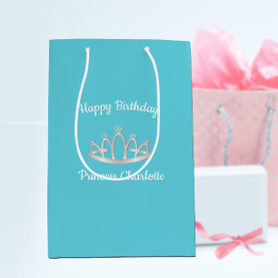 Sacola Para Presentes Média Presente médio de aniversário da Princesa Azul A