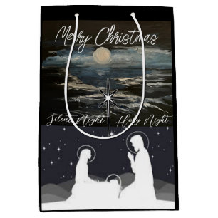 Sacola Para Presentes Média Presente médio de Natal da Lua Azul