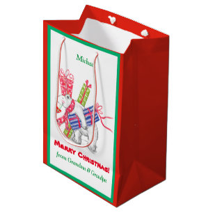 Sacola Para Presentes Média Presentes de Natal de Barco Polar Retroativo Perso