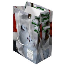 Sacola Para Presentes Média Presentes de Natal de Cachorro Eskimo Americano