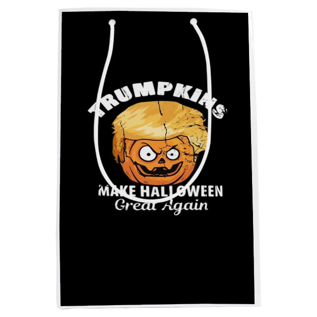 Sacola Para Presentes Média Presidente Funny Trumpkins Halloween (Frente)