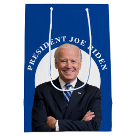 Sacola Para Presentes Média Presidente Joe Biden Retrato de Azul