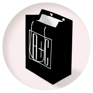 Sacola Para Presentes Média Preto & Branco Iniciais de Casais