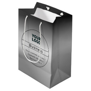 Sacola Para Presentes Média Preto Cinza Ombre & informações de contato comerci