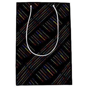 Sacola Para Presentes Média Preto com padrões de várias cores