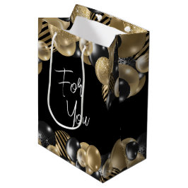 Sacola Para Presentes Média Preto Dourado Paragem Favorito para Presente Saco