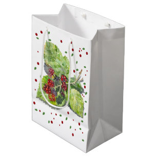 Sacola Para Presentes Média PretoBerry verde e vermelho