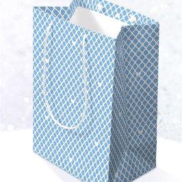 Sacola Para Presentes Média Pretty Love Heart Lattice Mesh Blue Birthday